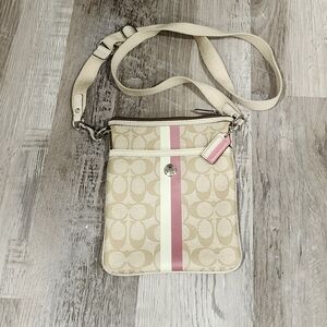 Coach Signature Jacquard Pink Crossbody Bag